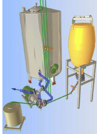 Ystral-Conti-TDS with vessel on weighing cells, powder induction from a BigBag station or a bag, liquid components from a barrel